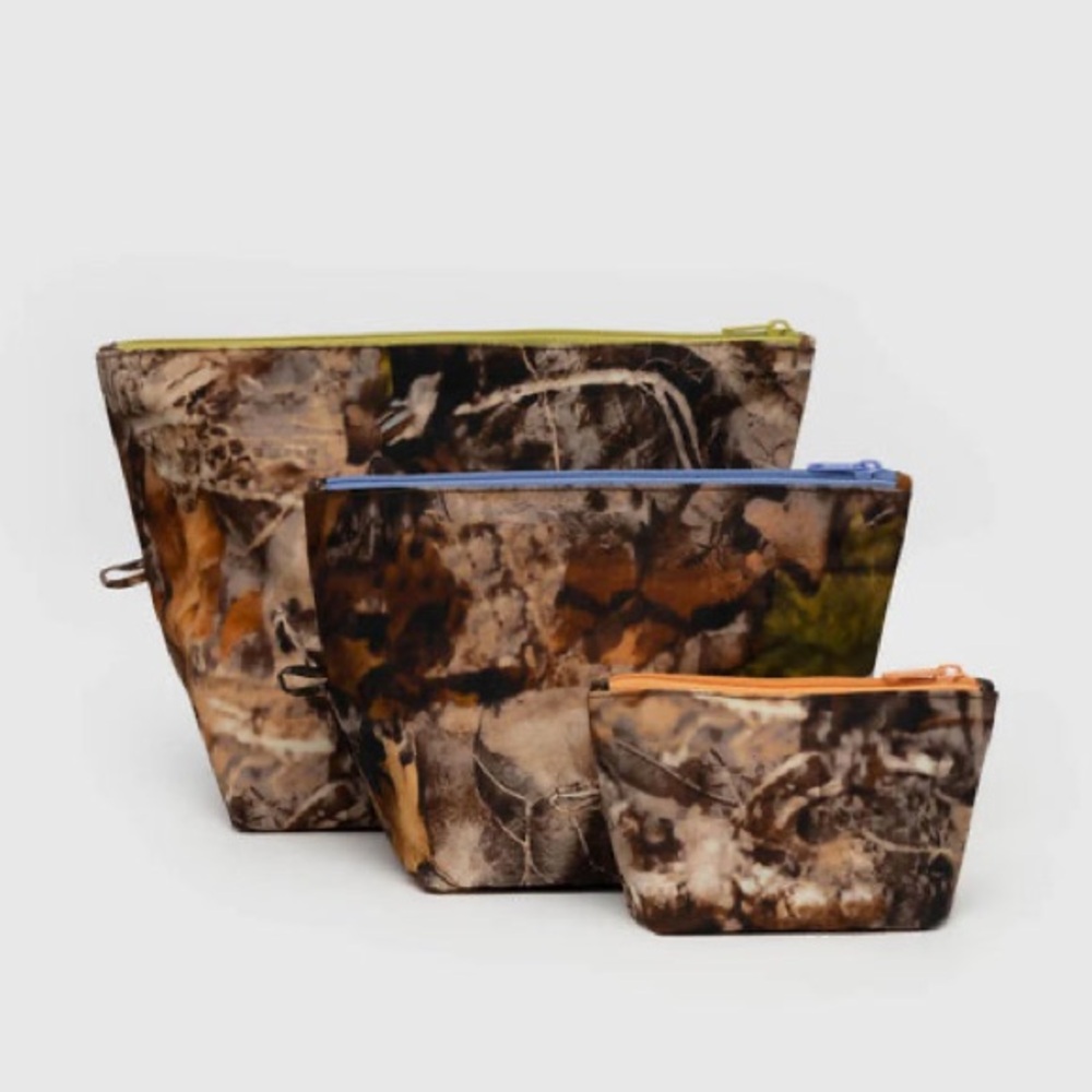 Baggu nylon camo leaf pattern go pouch set
